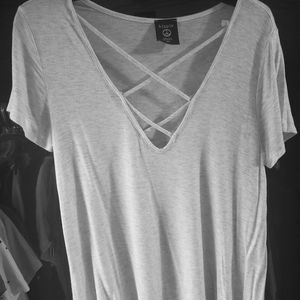 Gray cross front tshirt